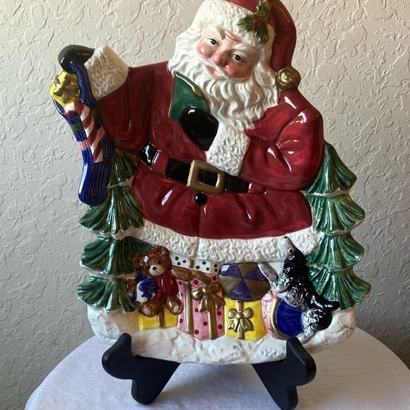 Omnibus by Fritz & Floyd- Vintage 1996- Santa Claus Christmas Tree Canape Plate - Picture 1 of 16